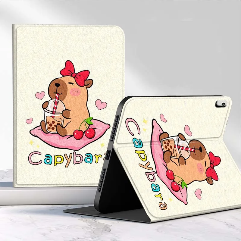 capa-para-tablet-huawei-mediapad-matepad-pro-air-12-x-t5-t10s-m6-m5-c5e-se-11-115-polegadas-com-design-de-menina-capivara-popular