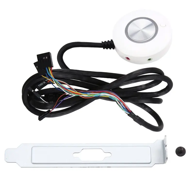 

A01K-Computer Desktop Switch Button Adhesive External Boot Button Dual USB Audio Desktop Host