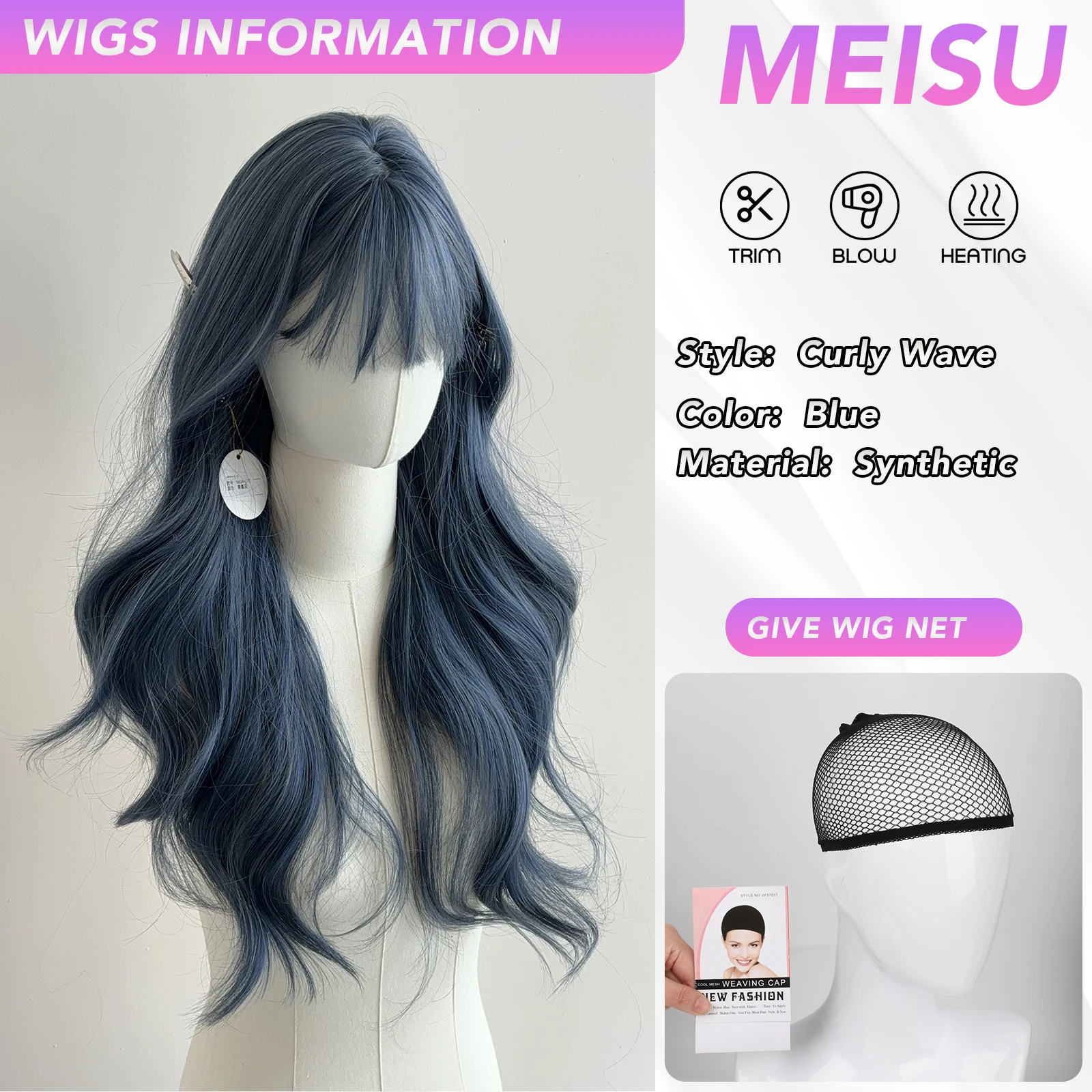 MEISU 24-Zoll-blaue lockige We – Hair Care Curly Hair Bewertung und Preis