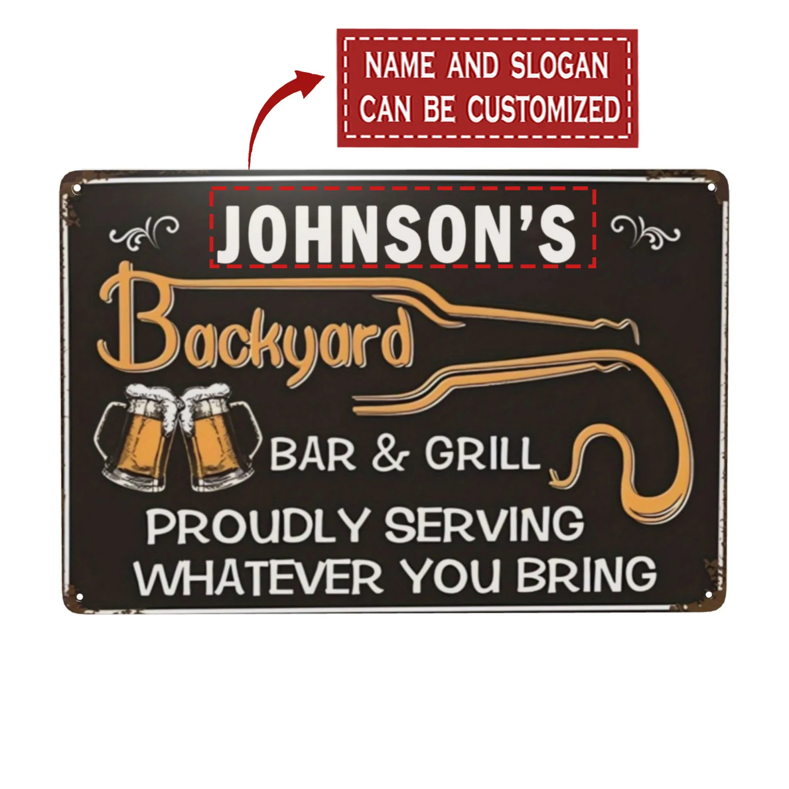 Custom Retro Outdoor Bar Sign: Happily Offering Anything You Provide - Home, Farmhouse, Garden Wall Decoration  (20X30Cm)