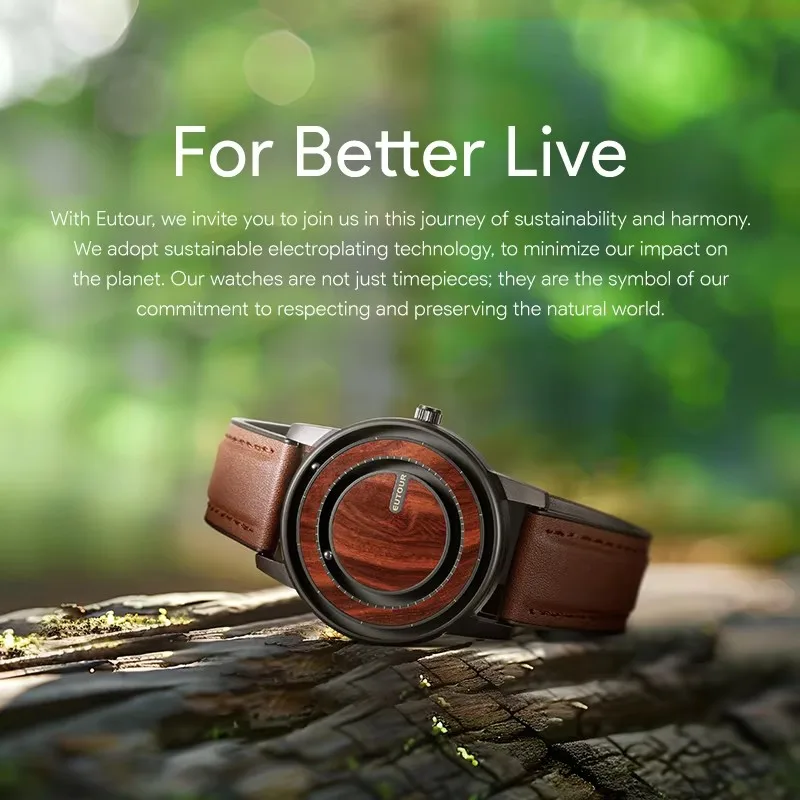 EUTOUR Magnetic Wooden Watch Men Luxury Brand Men\'s Quartz Wrist Watches Waterproof Quartz Mens Wristwatches Relogio Masculino