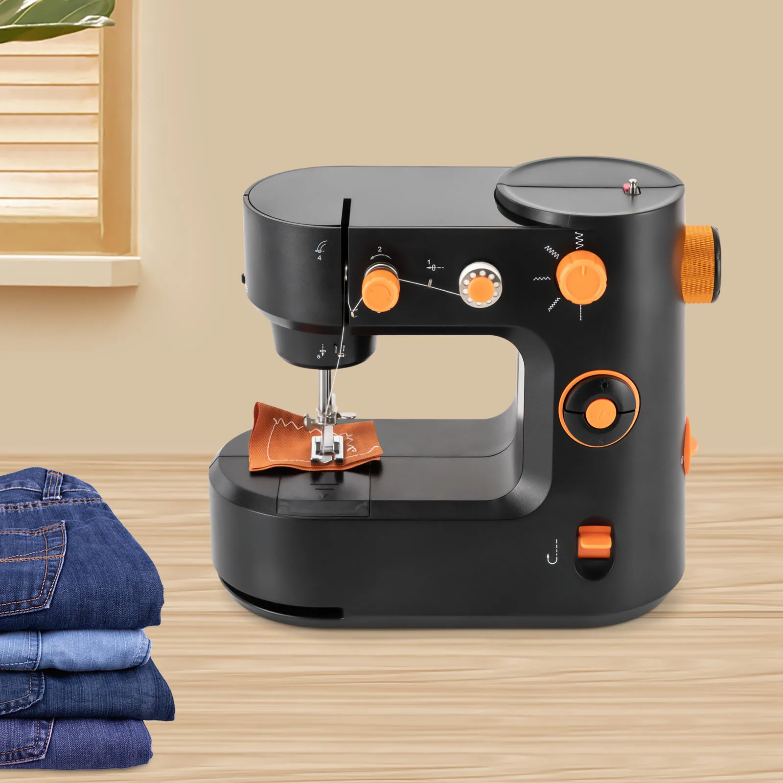 Haushalt Kleine Nähmaschine Mini Tragbare Nähen Desktop Automatische Nähmaschine DIY Hause Nähen Zubehör für Kleidung Se – Detail 6