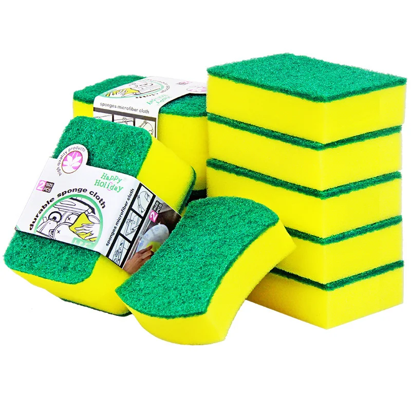 Kitchen Dishwashing Sponge Soft Absorbent Clean Rub Pot Rust Scouring Pad Removing Kits Household Cleaning Brush Sponge