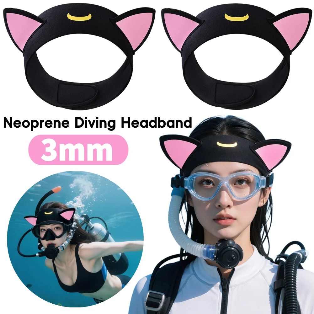 Cat Ears 3mm Neoprene Diving Headband Hair Protection Band Cartoon Diving Hood Wetsuit Hood for Children Adults
