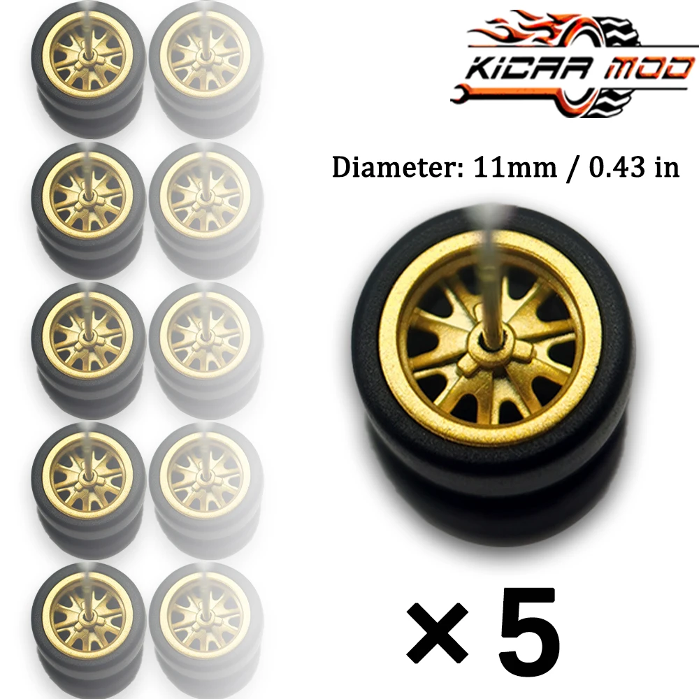 1/64 Modellräder Gummi-Slick-Reifen ABS-Räder für Tomica Mainline Diecast Modellauto Umbauteile - Durchmesser 11mm (5er-Set) – Detail 19