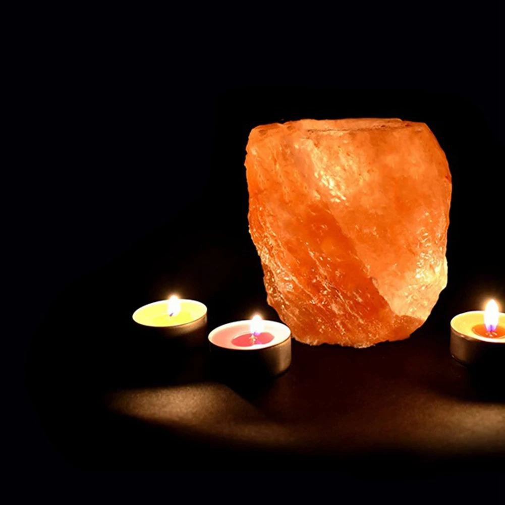 A04G-Natural Salt Crystal Stone Candle Holder Stand Crystals Candle Cave Wedding Valentine's Day Gift Durable