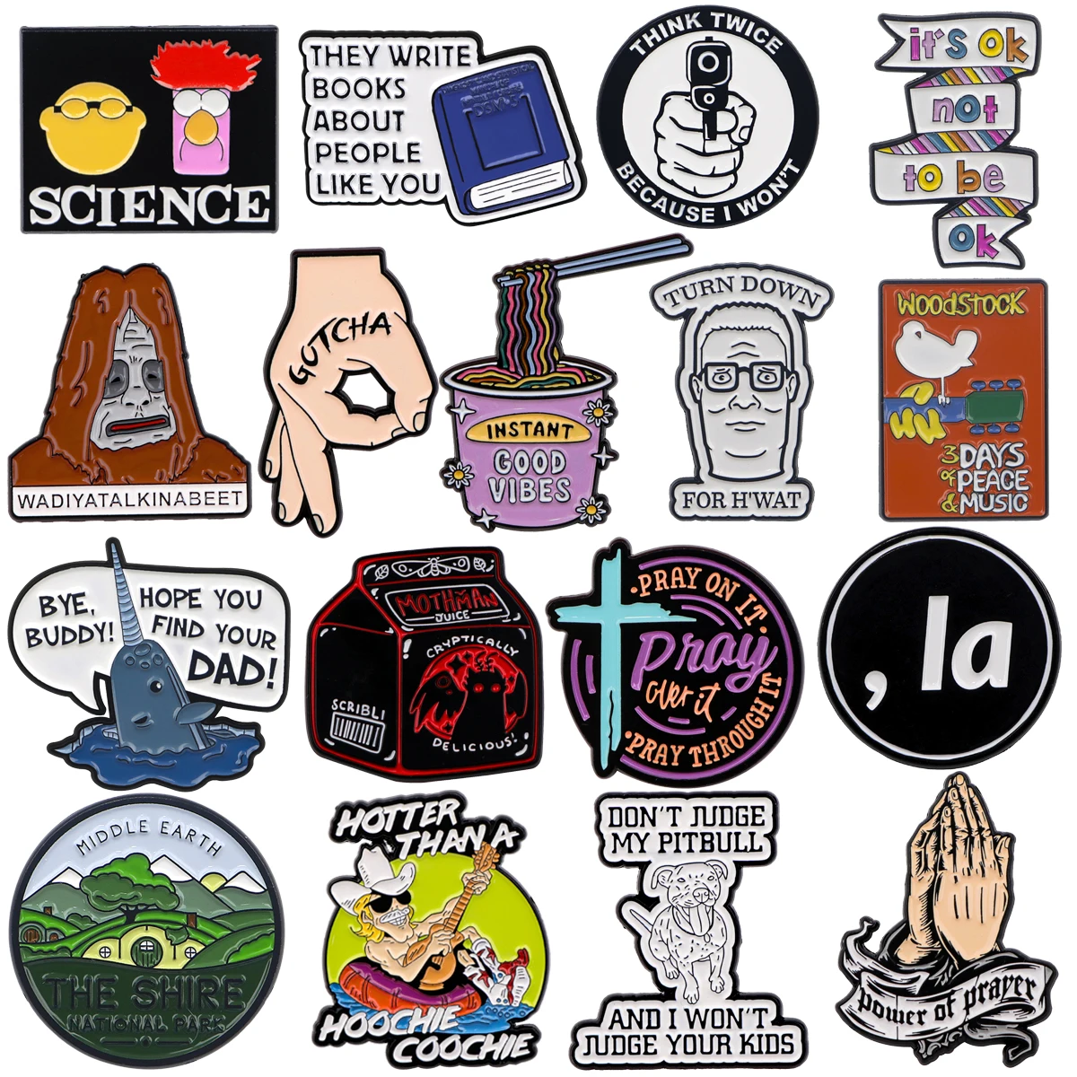 Music Festival Enamel Pins Science Brooches Badge Prayer Lapel Pin For Backpack Clothes Accessories Funny Jewelry Birthday Gifts