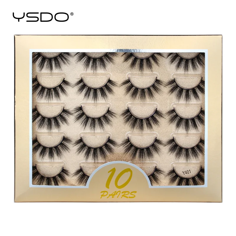 YSDO 10 pairs mink eyelashes hand made cilios mink 3d false eyelashes natural long volume eyelash 3d mink lashes faux lashes