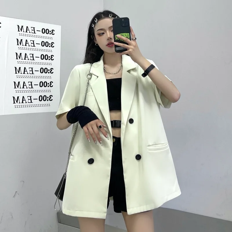

Blazers Women Loose Casual Vintage Fashion Solid Notched Korean Style Students All-match Simple Cozy Chic Elegant Ins Ulzzang