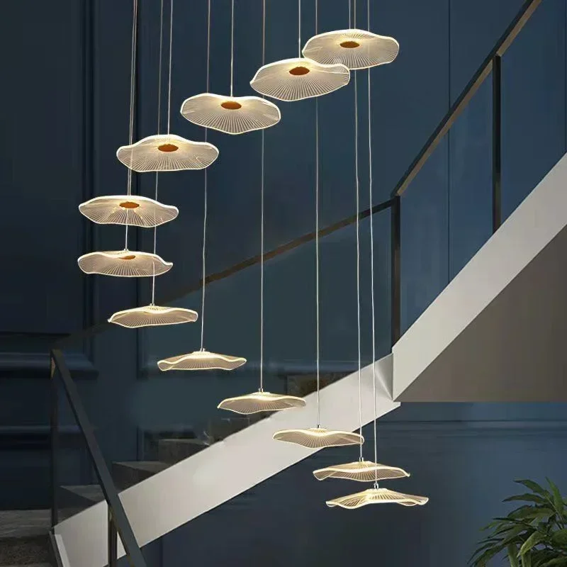 

Nordic Lotus Leaf Style Modern Temperament Living Room Kitchen Hotel Lobby Villa Staircase LongChandelier Lighting Fixtures Lamp