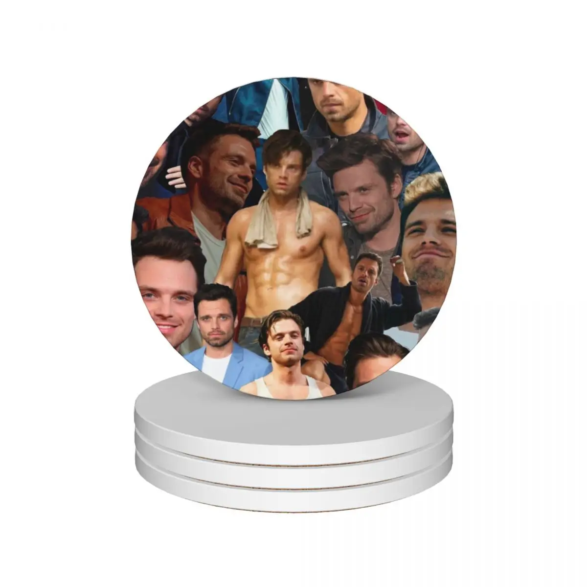 Sebastian Stan Photo Collage Ceramic Coasters (Set of 4) christmas coffee cup stand Coasters