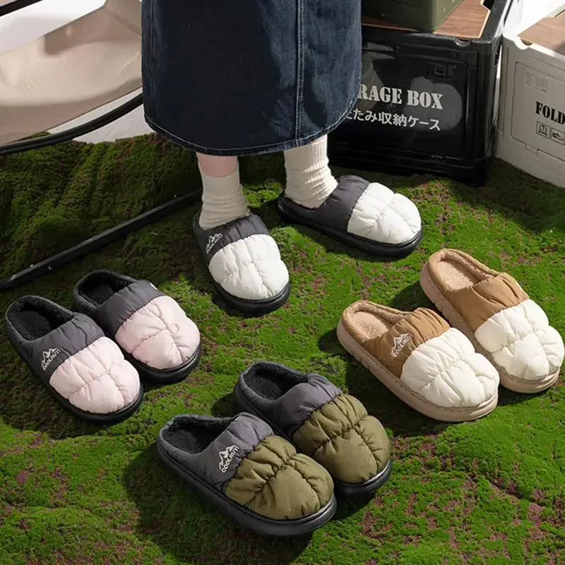 Lange, dicke, warme Winterhausschuhe aus Plüsch für Damen, wasserdichte Outdoor-Hausschuhe, Unisex, gemischte Farben, rutschfeste Baumwollschuhe, bequem für Damen. – Detail 9