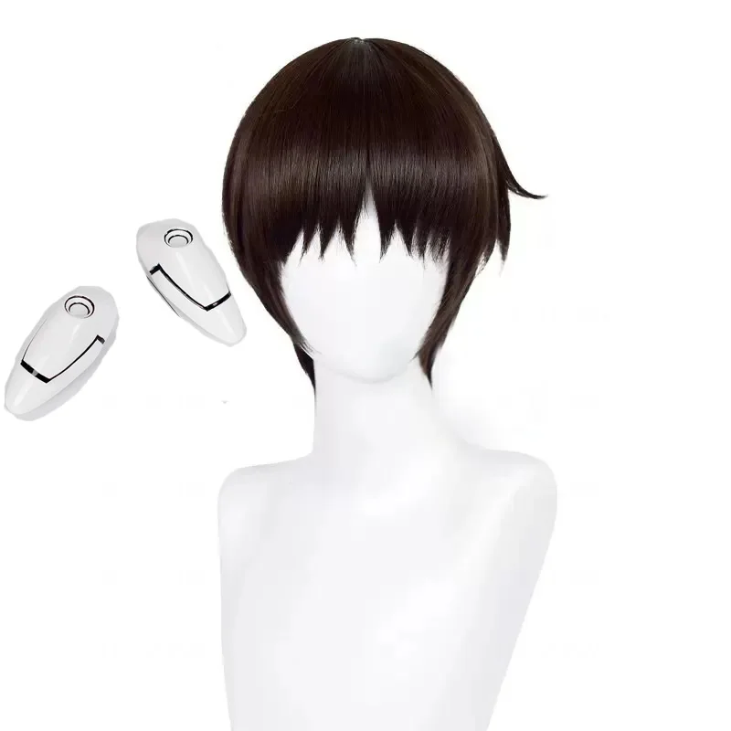 EVA Ikari Shinji Cosplay Wig Women 30cm Short Dark Brown Wig Cosplay Anime Cosplay Wigs Heat Resistant Synthetic Wigs Halloween