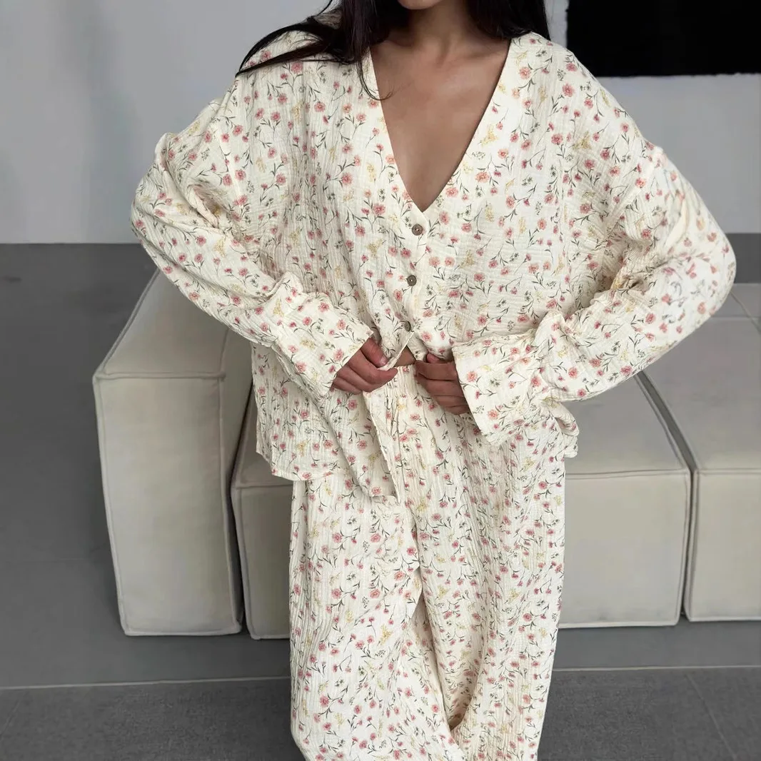

New Cotton Loose Comfortable Printed Pajama Set Women's Loungewear