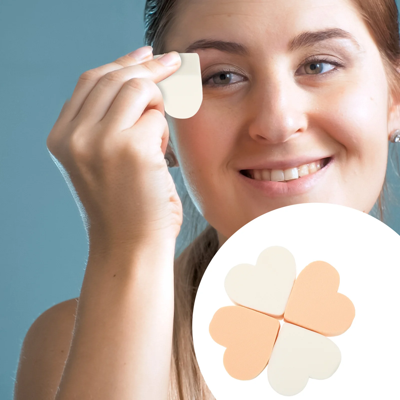 Esponjas de maquillaje en forma de corazón para mujer, aplicador de base de doble uso en seco y húmedo, esponja Triangular suave, 4 Uds.