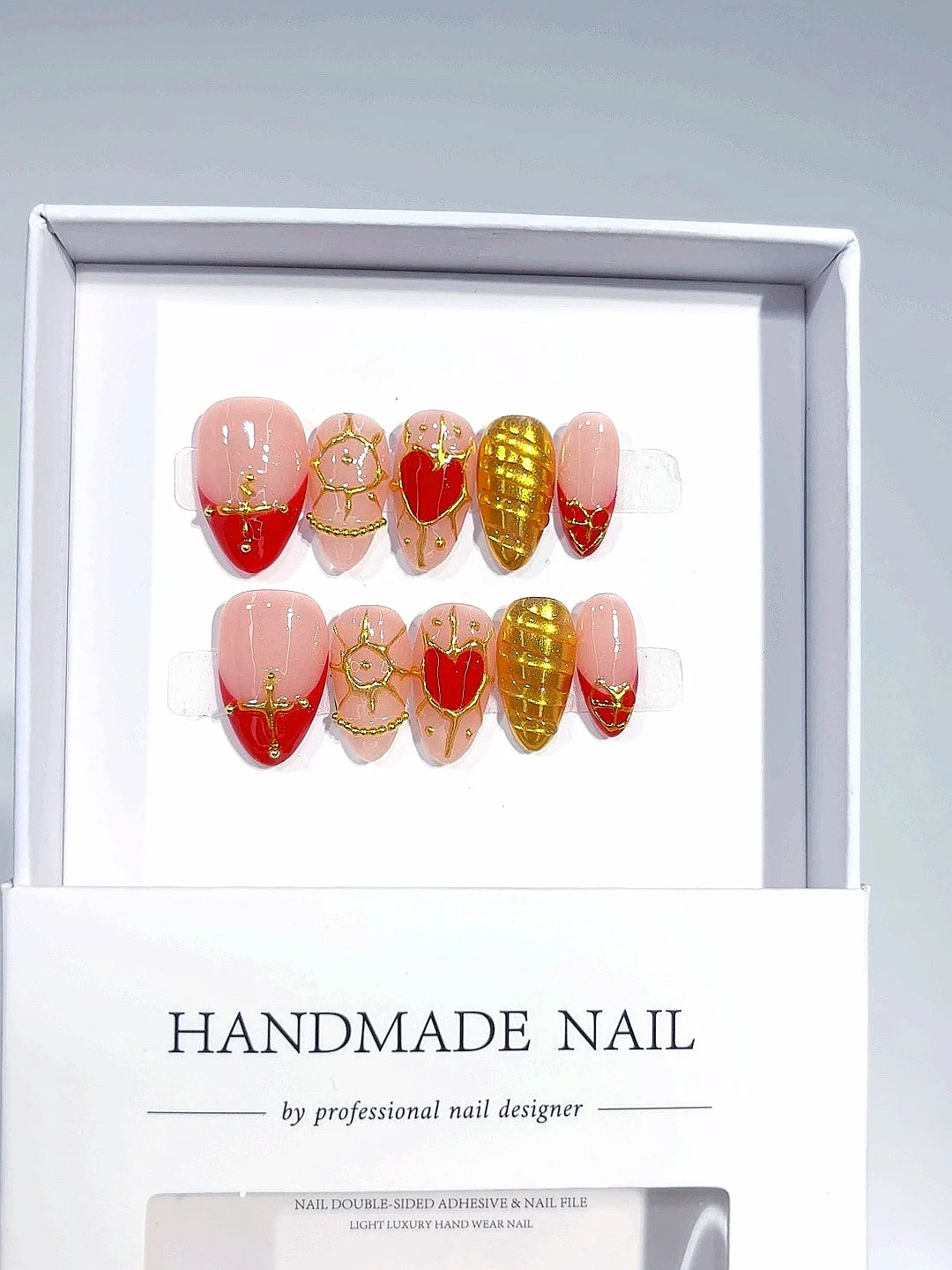 Linha irregular coração curto amêndoa estilo casamento moda nail art (C379)