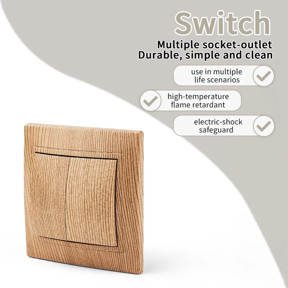 Wood Line Finish 1 Gang Single Pole Switch 10A 250V AC For Controlling Lamps Fans and Other 250V Compatible Loads