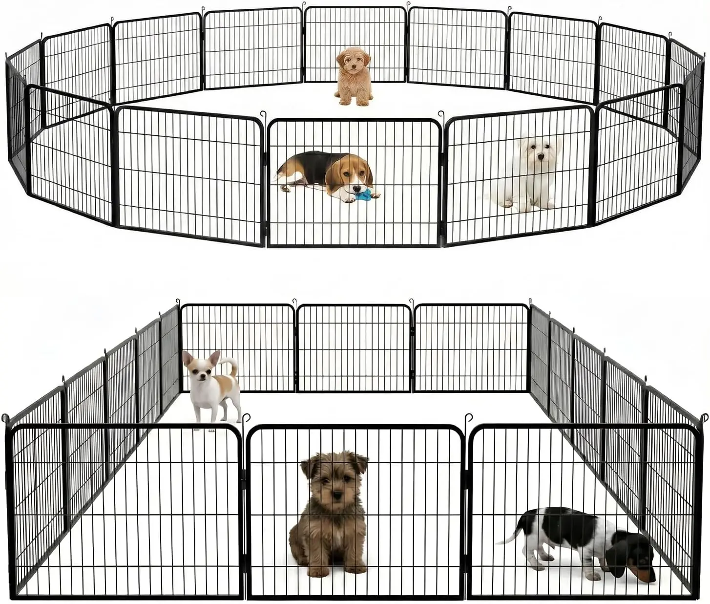 

Dog Playpen 24 Inch 16 Panels Heavy Duty Metal Pet Exercise Pen Indoor Outdoor Fence Panels Anti-Skid Expandable Design