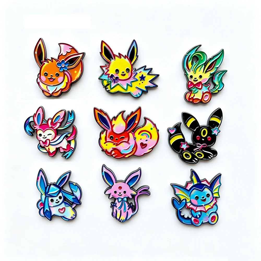 9Pcs Colorful Chibi Fantasy Creature Enamel Pins Cute Monster Elf Evolution Lapel Brooches Collectible for Backpack Badge