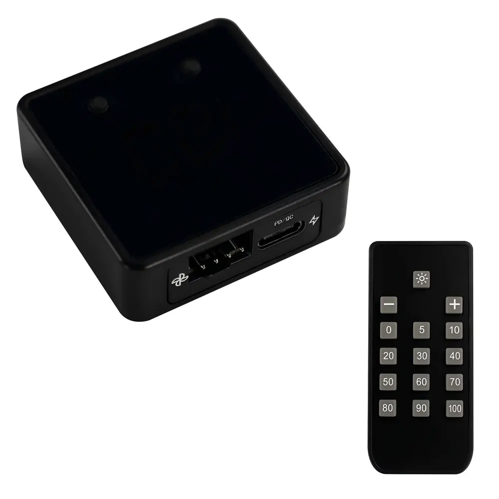 Angitu 4Pin Fan PWM Speed Controller Digital Display Remote Control DC/Type C PD QC Power 24V 12V 5V Controller Gonvernor