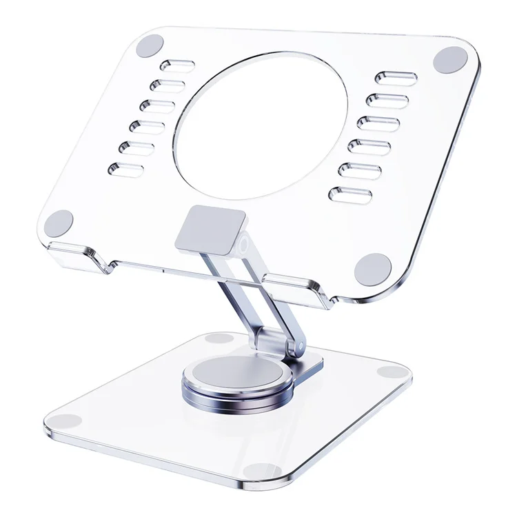 Custom Logo Transparent Acrylic Tablet Dock 360 Rotation Height Adjustable Metal Phone Stand
