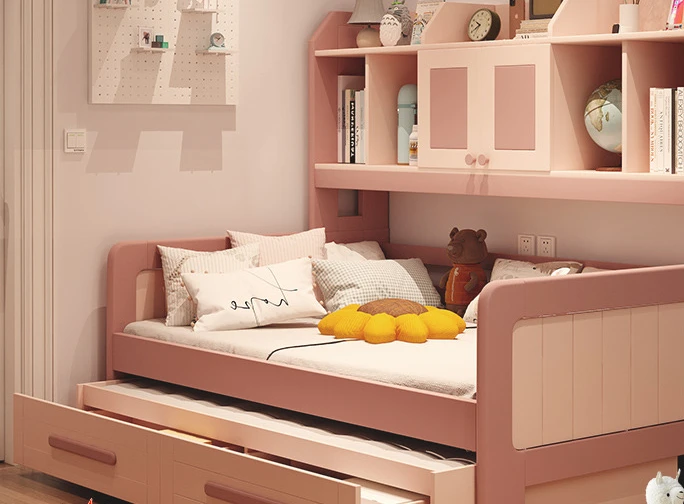 

Solid wood single children's bed