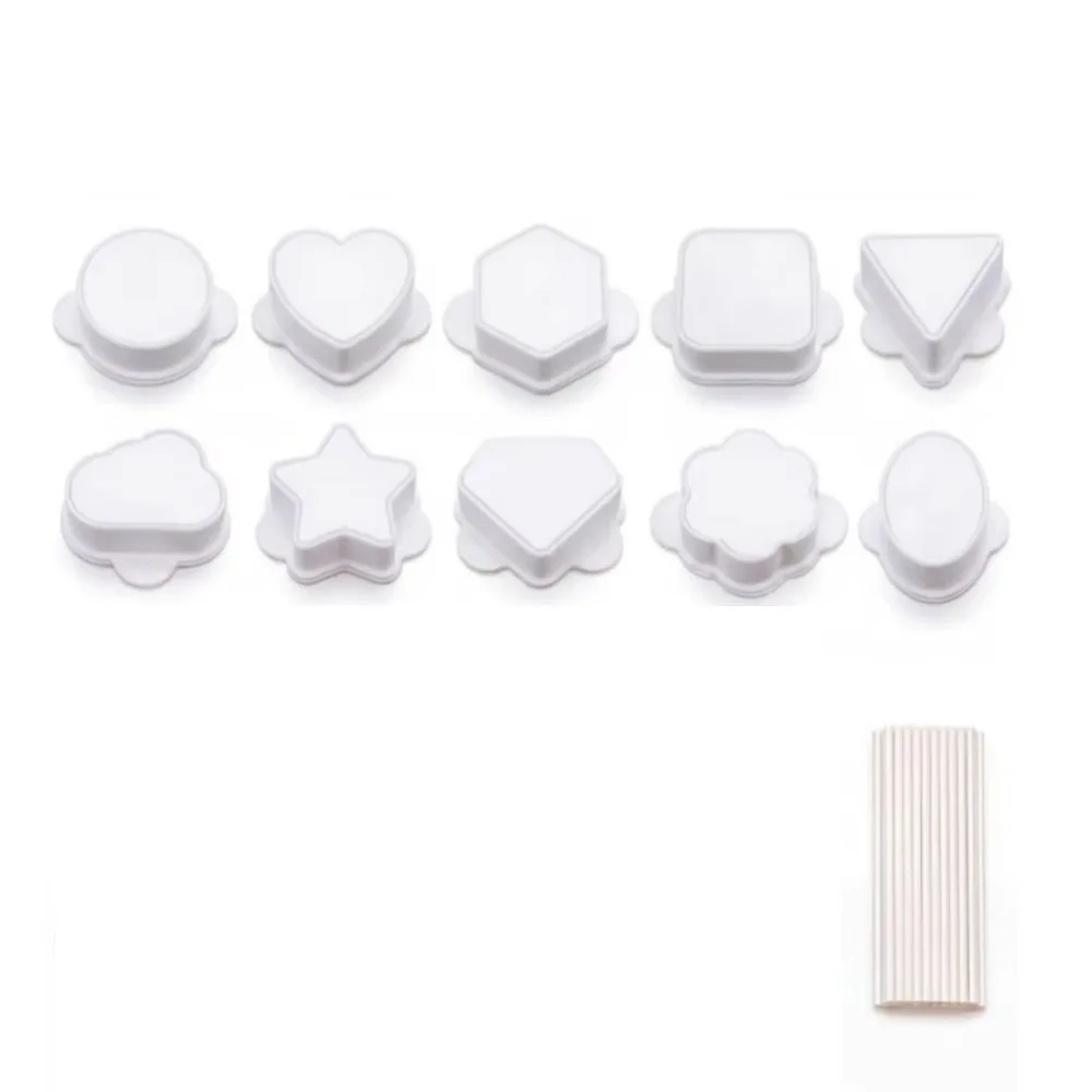 PLA Cake Molds Set 5 Shapes With 100 Sticks Cakecutter And Pusher Dessert Making Reusable Press-forming Molds Wedding Desserts