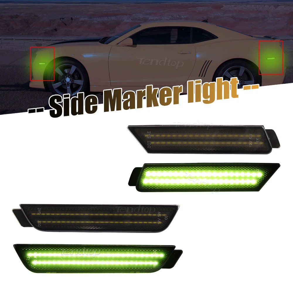 4pcs LED Side Marker Front Rear Bumper Light Flashing  Mirror Turn Signal Lamp Indicator For Chevrolet Camaro 2010-2015