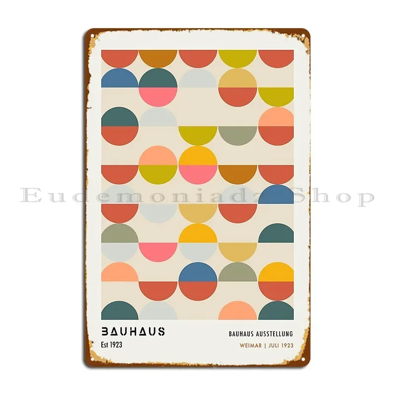 Bauhaus Multicolour Circles Metal Sign Cinema Kitchen Cinema Printed Wall Mural Tin Sign Poster