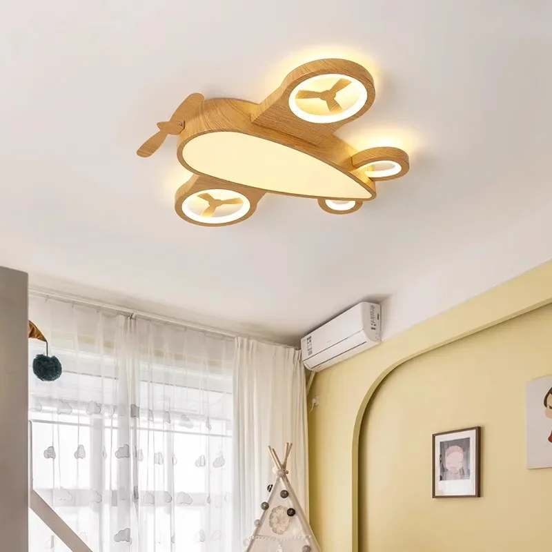 Modern Children's Room Airplane Ceiling Lights Log Color LED Restaurant Bedroom Study Nordic Creativity Helicopter Ceiling Lamps