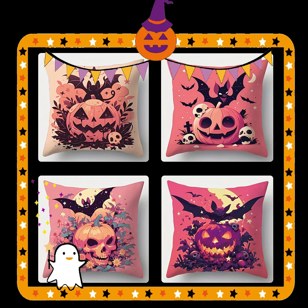 

Halloween Pumpkin & Bat PillowcaseSuitable for sofa car bedroom decorative cushion cover pillow cover