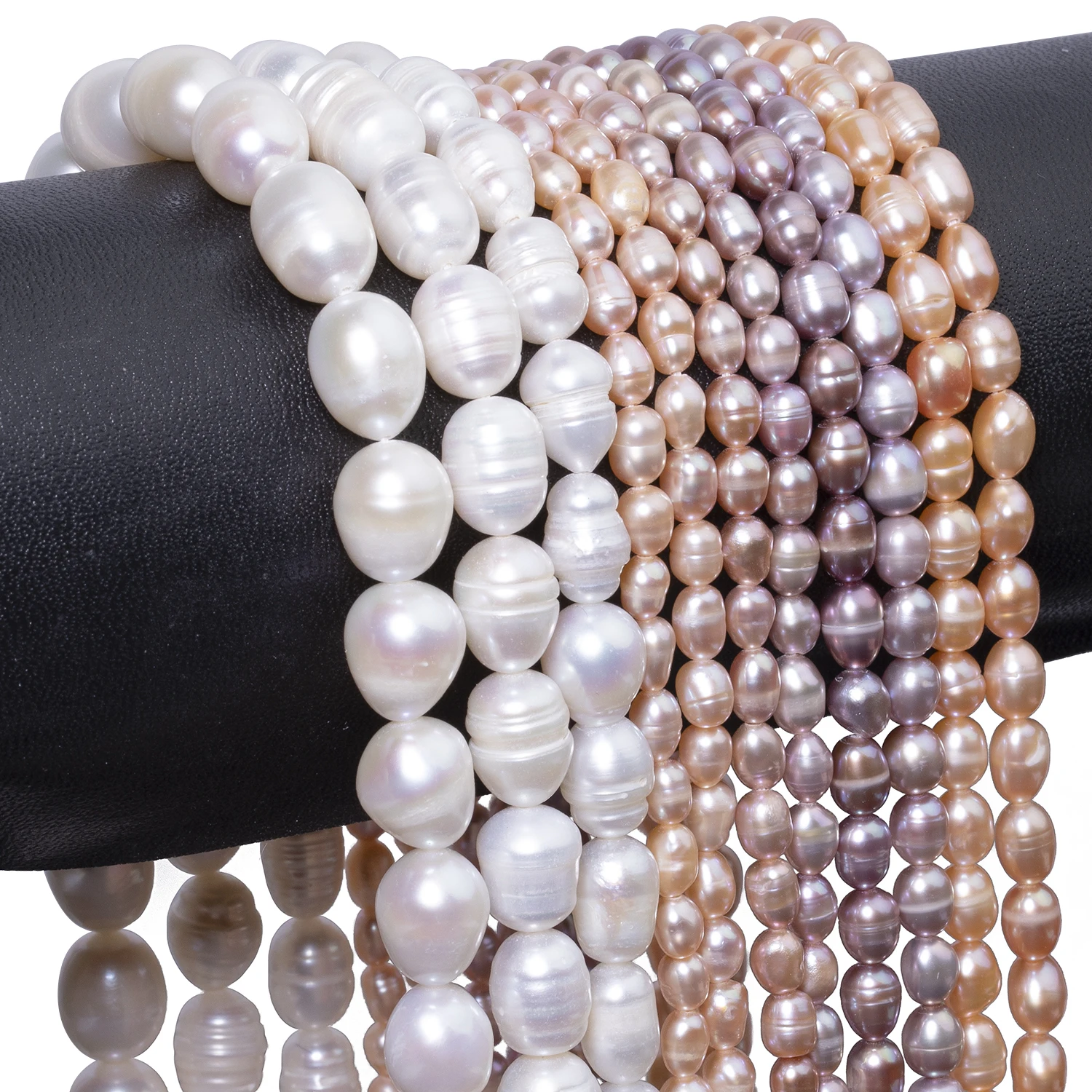 4-5/5-6/8-9/9-10/10-11mm Natural Rice Shape Freshwater Pearl Beads White Purple Pink Color Shell Beads for DIY Jewelry Necklace