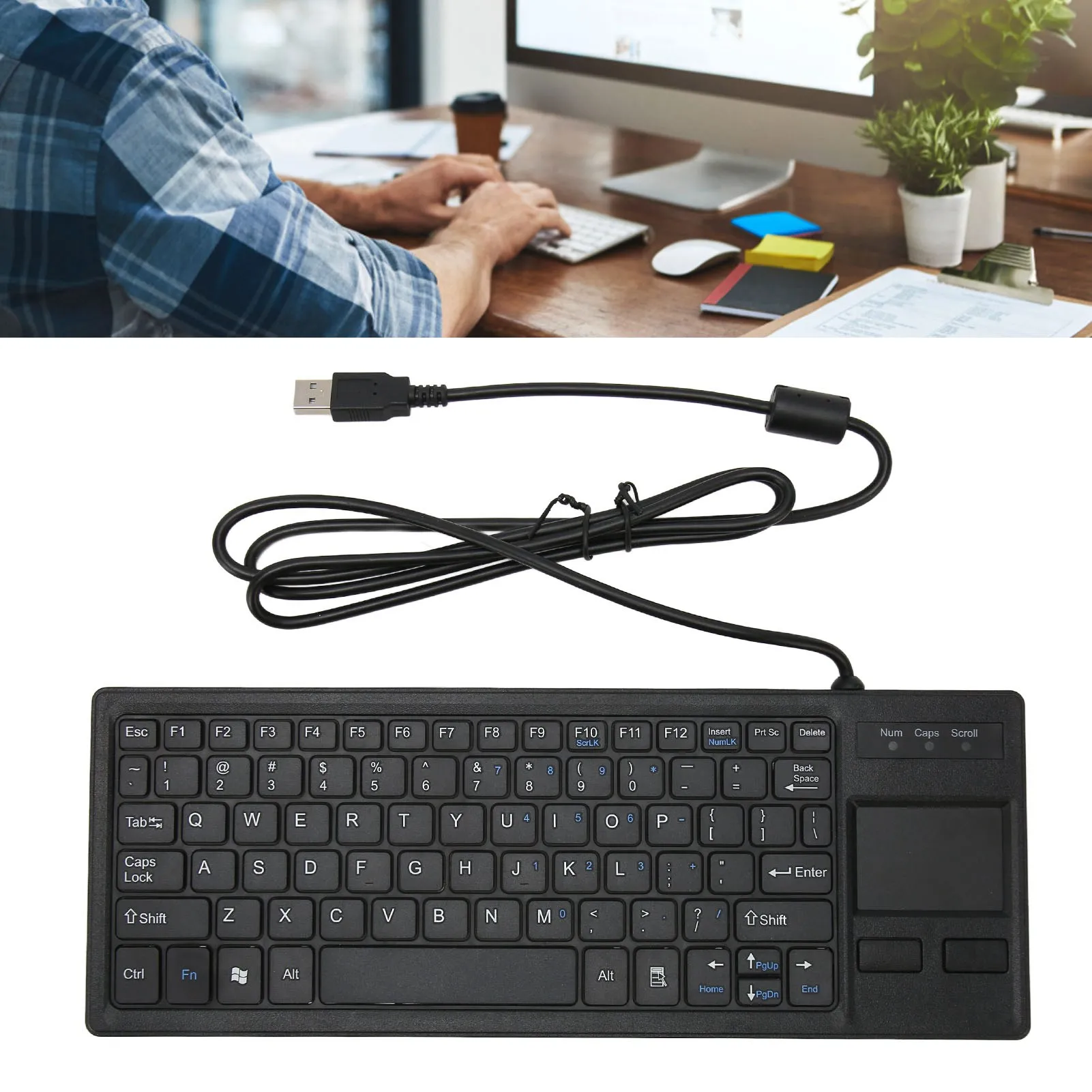 

Wired Touch Keyboard Wired Keyboard K 800 Keyboard with Touchpad Wired Ultra Thin Mini Compact Touch Keyboard with HUB Function