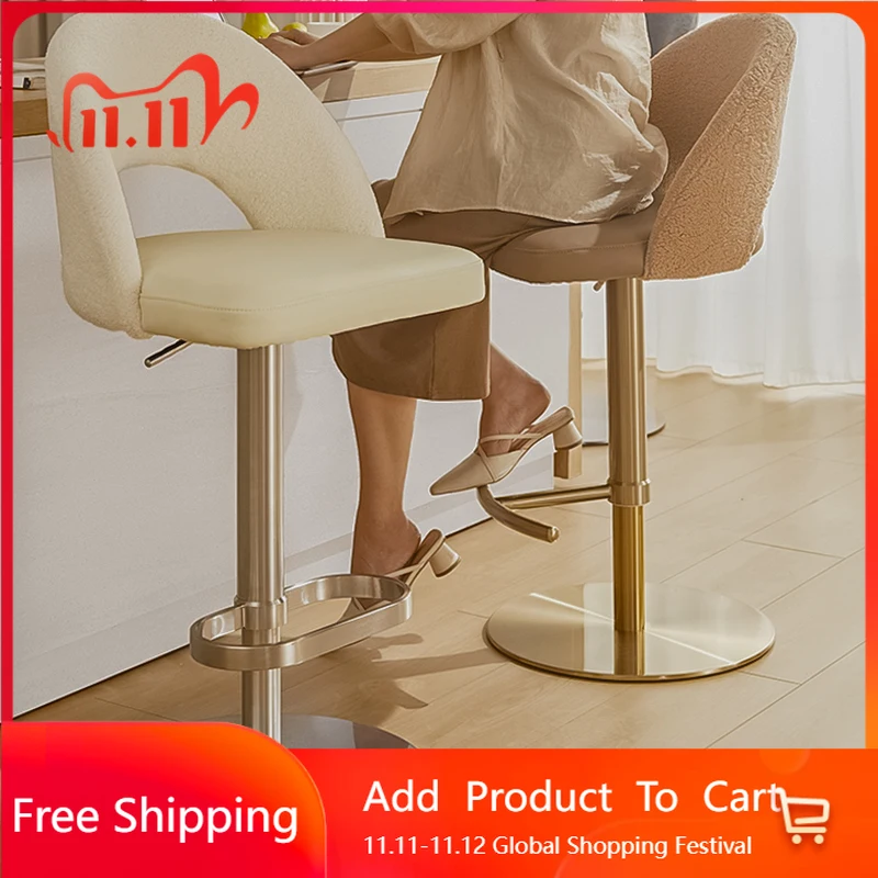 

Nordic Bedroom Bar Stools With Back Balcony Cream Modern Bar Chairs Make Up Gold Aesthetic Sillas Para Comedor Home Furniture