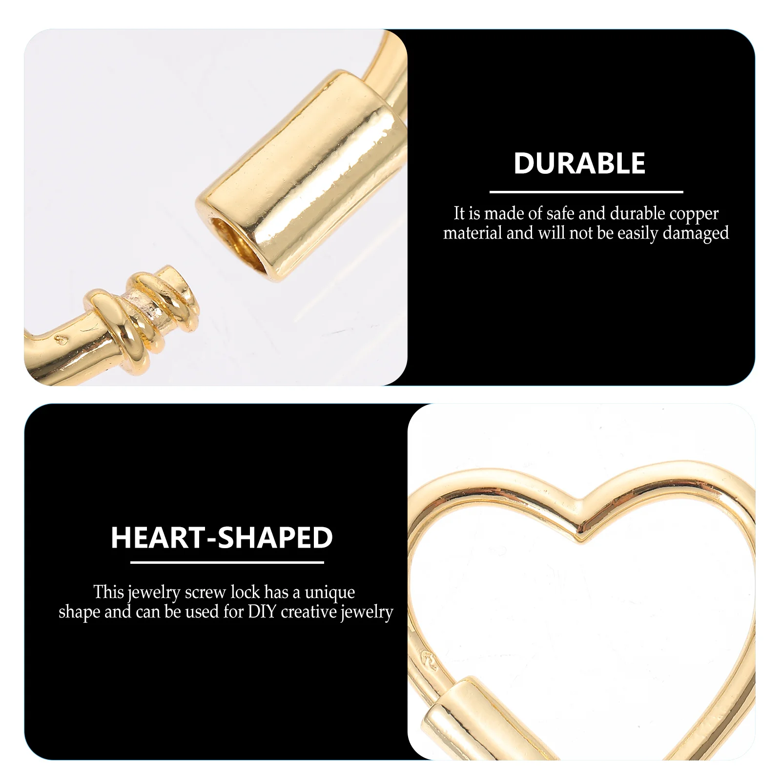 Ювелирные изделия в форме сердца, винтовой замок, подвеска, ожерелье, звено, соединитель, кулон, аксессуары, золотой цвет, принадлежности для рукоделия
