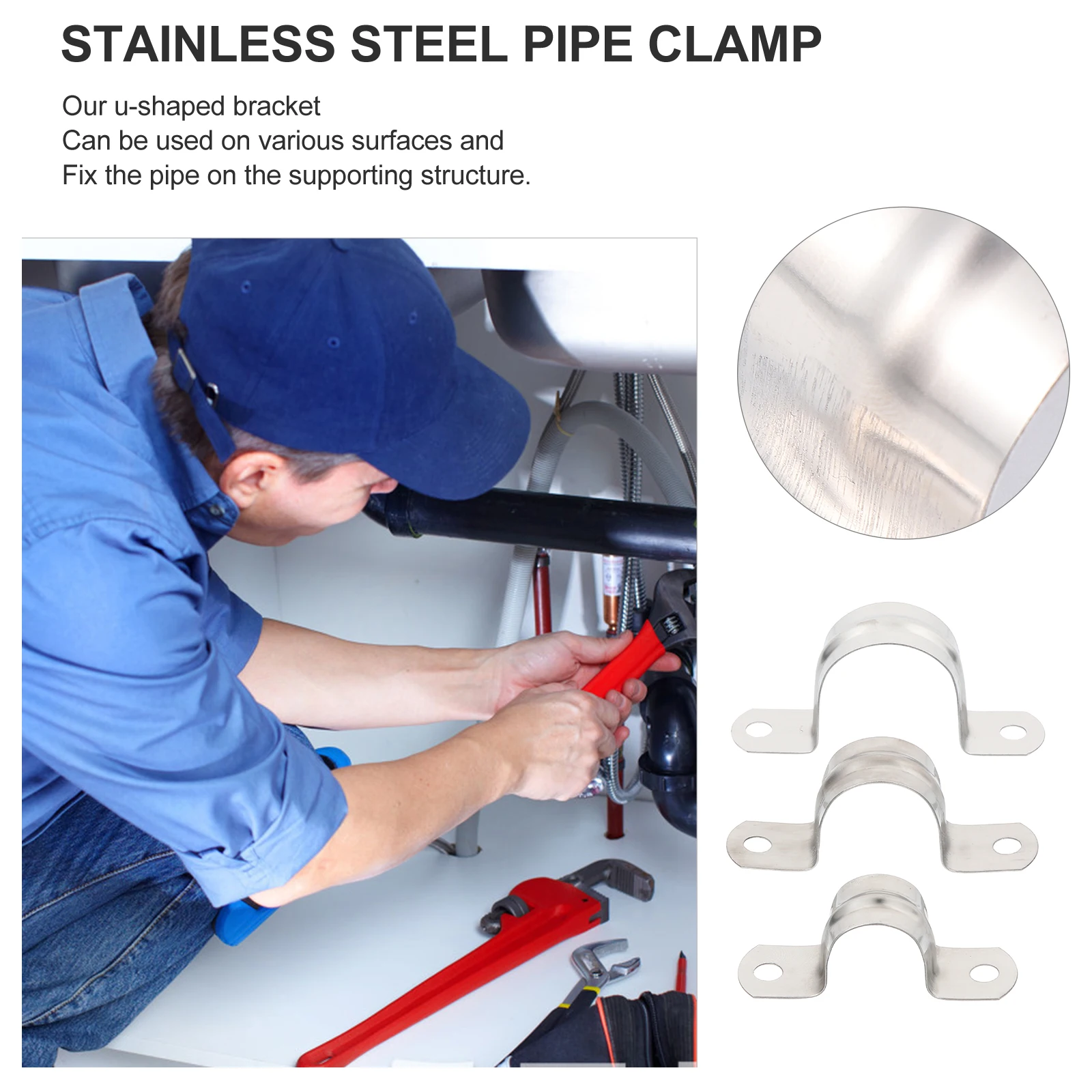 

36Pcs Stainless Steel Saddle Clamp Smooth Finish U Shape Clamps for Plumbing Water Rubber Hoses Portable Metal Clamp Fastener