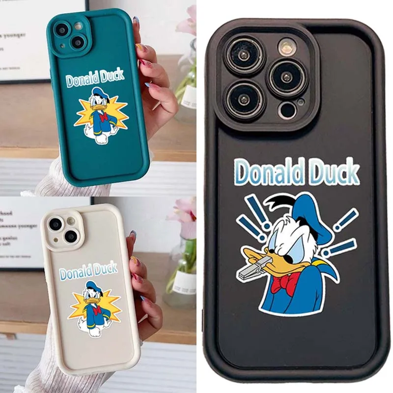 

Однотонный матовый чехол для телефона Disney Donald Duck с мягкой оболочкой для IPhone 15, 16, 14, 13, 12 Pro Max, чехол для телефона из ТПУ с принтом аниме, новый