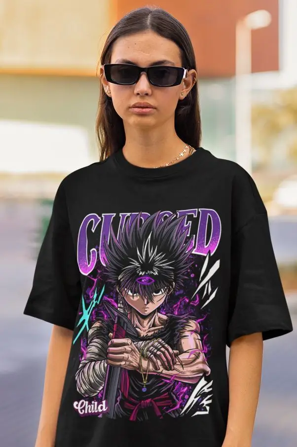 Hiei Yu Yu Hakusho T-shirt Kuwabara Kurama Yusuke Hiel Anime Manga Black Shirt