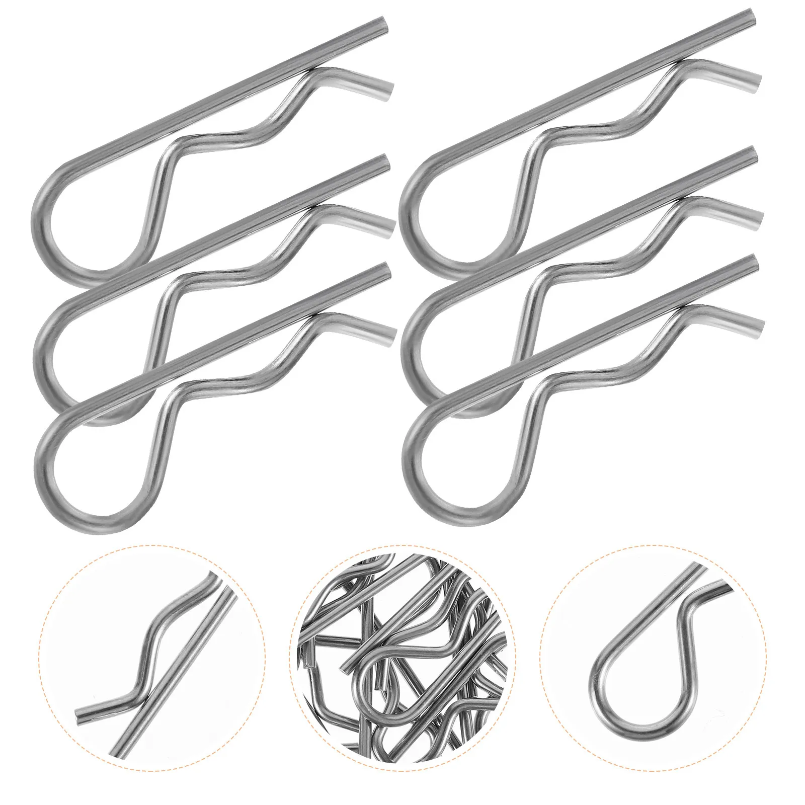 20Pcs Heavy Duty Elastic Cotter Pins Small M1.6x32 Double Loop Spring Retaining Wire Hitch Pin Clip Trailer Truck Hardware