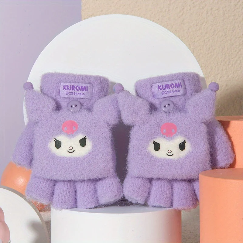 Gants Kawaii résistants au froid pour enfants, Sanurgente Kuromi My Melody, mitaines chaudes pour l'extérieur, bébés filles, utilisation pour les touristes, hiver