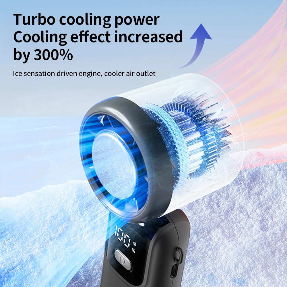 Handheld, hoge snelheid, duurzame koeling, opvouwbare ventilator, 100-snelheden, traploos verstelbare ventilator, draagbare hangende nekventilator voor buiten