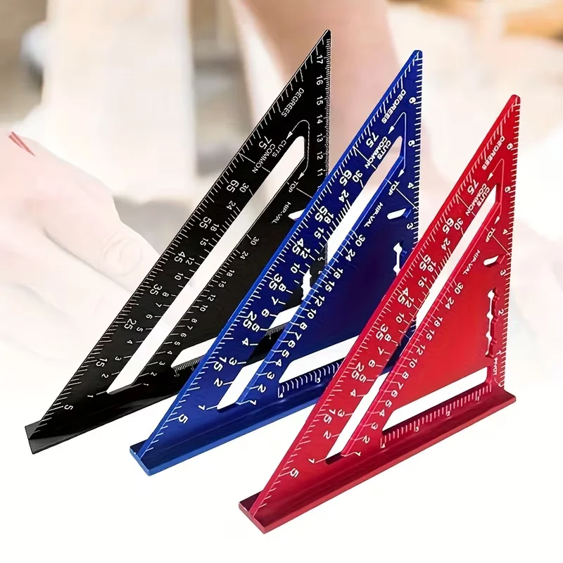 7Inch Triangle Ruler Measurement Tool Aluminium Alloy Carpenter Tools Woodworking Carpenter 90° And 45° Angles