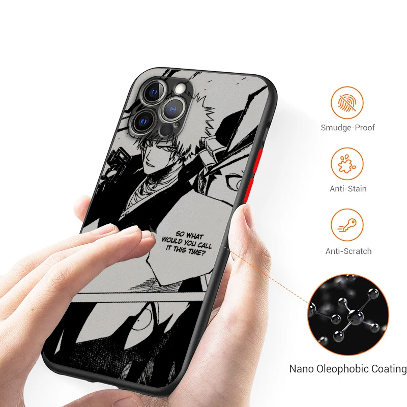 Japanese BLEACH Anime Art Frosted Translucent For Apple iPhone 15 14 13 12 11 XS XR X 8 7 SE Pro Max Plus Mini TPU Phone Case