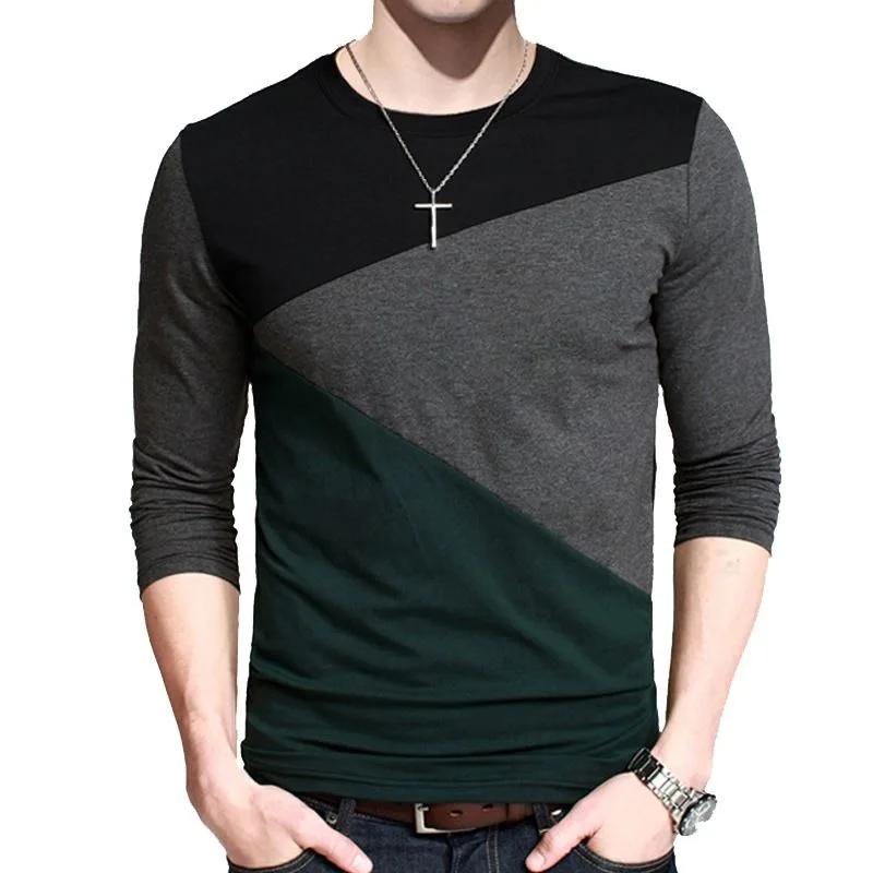 

Round Neck Color Blocking T Shirt for Men Size L Streetwear 90s Vintage Man Pullovers Sale Normal Full Sleeve Tee Xl Sweatshirts