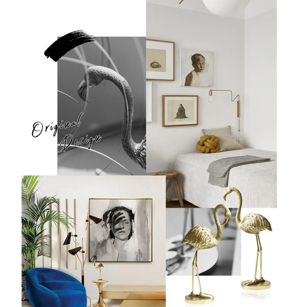 

Flamingo Resin Ornament Golden Animal Statue for Indoor Outdoor Wedding Room Garden Decoration Home Living Space Art Piece