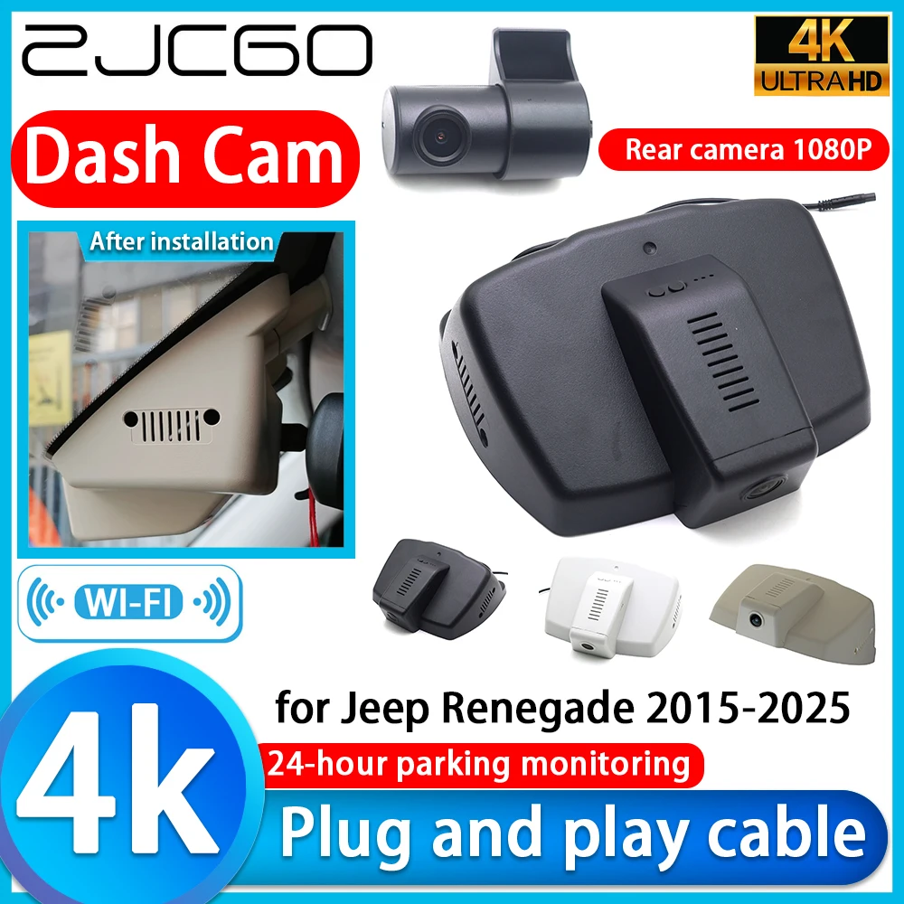 ZJCGO for Jeep Renegade 2015-2025 4K DVR Dash Cam Car Camera UHD 2160P Lens 24h Parking Monitor Video Recorder Recording
