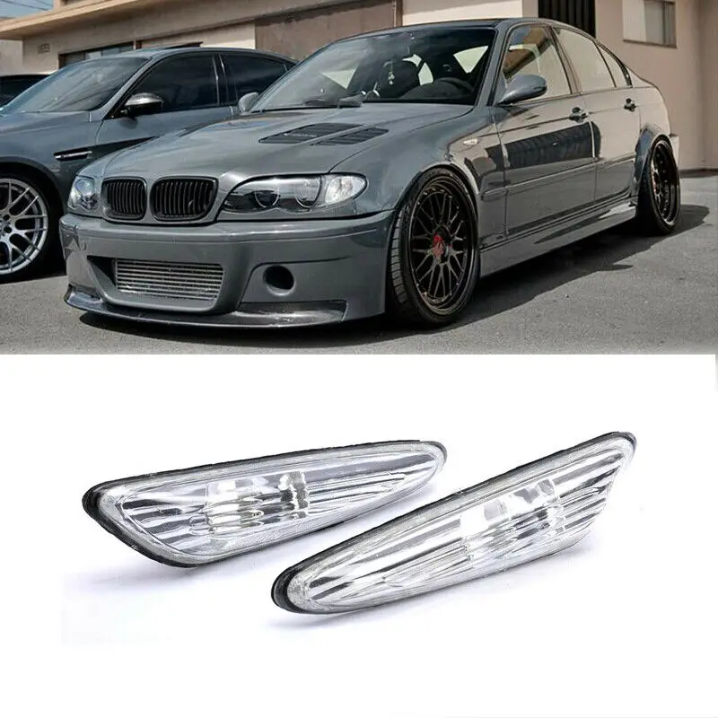 Pair Car Turn Signal Side Fender Marker Light Lamp Cover Shell Housing Lens Left&Right Fit For BMW 3 Series E46 4D/5D 2002-2005