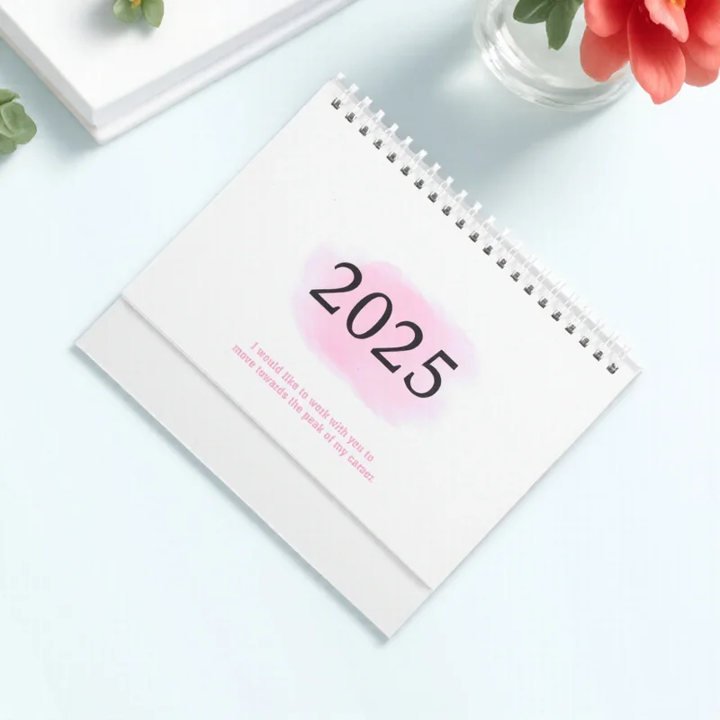 Stevige bureaukalender 2025, betrouwbaar materiaal, dagelijks gebruik, maandplanner voor kantoor, desktopdecoratie, huishoudelijke organisatie