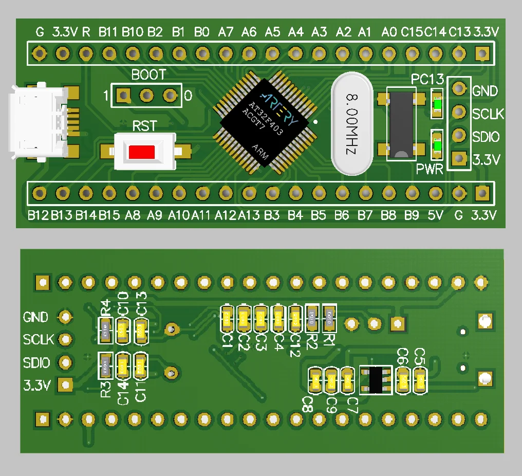 New At32f403acgt7 Core Board Replaces STM32 Yateli F103 Minimum System C8t6 Development Board