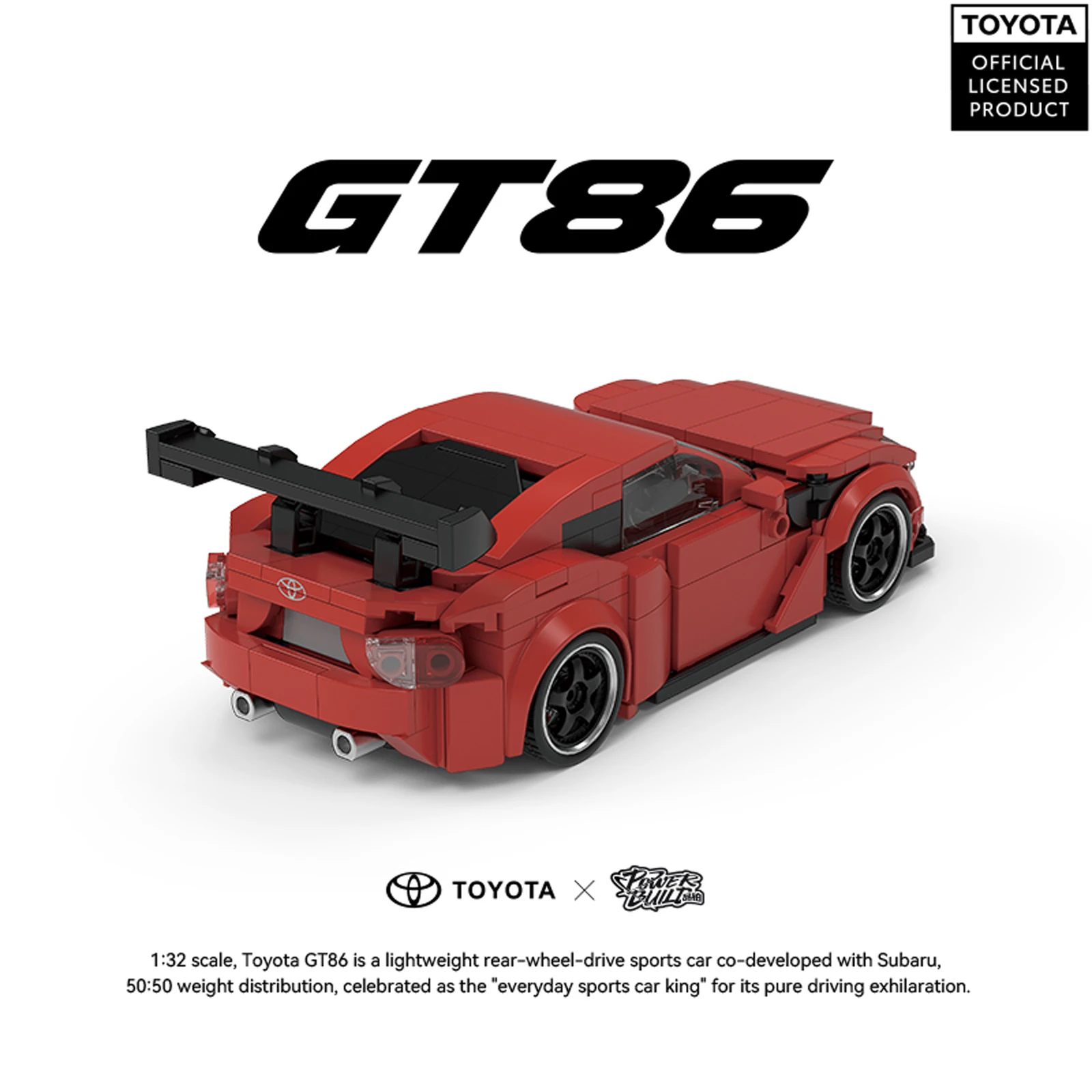 1087X GT86 1:32 Scale Sports Car Building Blocks Model Speed Racing Car Toy with Display Box Assembly Bricks for Gift Room Decor